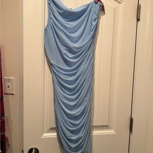 Light Blue Asymmetrical One Shoulder Cocktail Dress